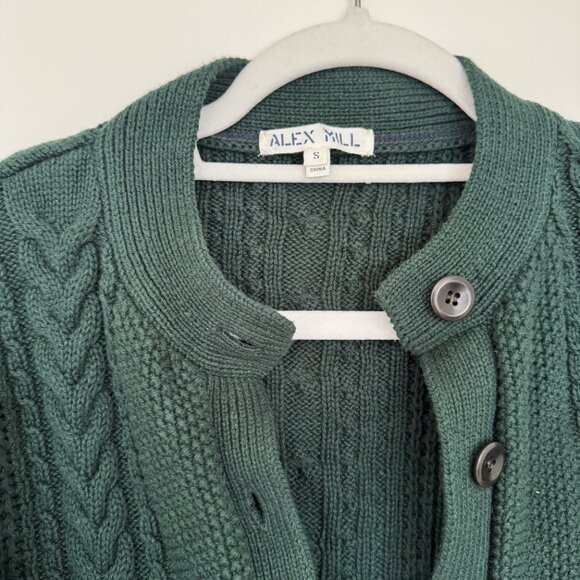 Alex Mill Nico cable-knit cardigan in green - Picture 2 of 3